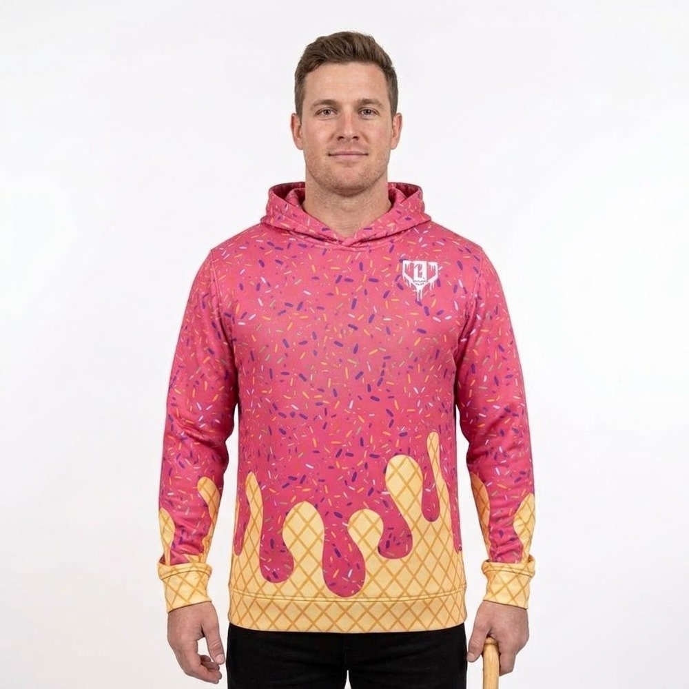 Baseball Lifestyle Ice Cream Hoodie Mens Medium Pink New Strawberry Sprinkles